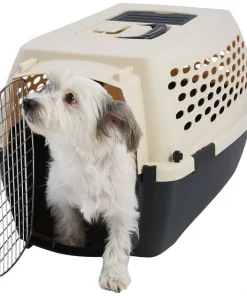Frisco Plastic Dog & Cat Kennel, Almond & Black