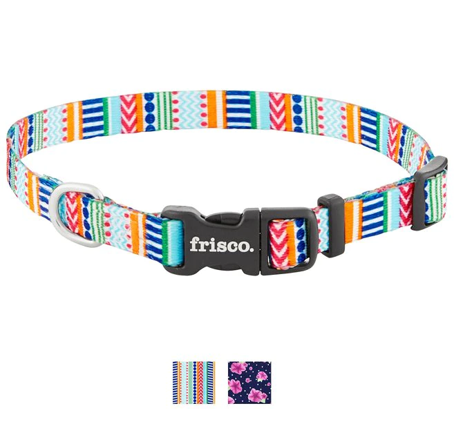 Frisco Patterned Polyester Dog Collar, Geo Graphic Print, X-Small: 8 to 12-in neck, 3/8-in wide Frisco Patterned Polyester Dog Collar -Frisco Sales 2024 137737 MAIN. SY630 V1568758951