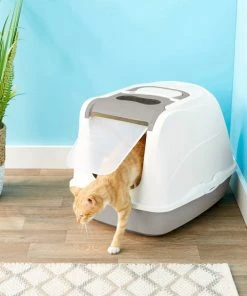 Frisco Flip Top Hooded Cat Litter Box, Gray, Large, 22-in -Frisco Sales 2024 155654 PT3. SY630 V1552410174