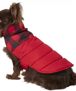 Frisco Boulder Plaid Insulated Dog & Cat Puffer Coat