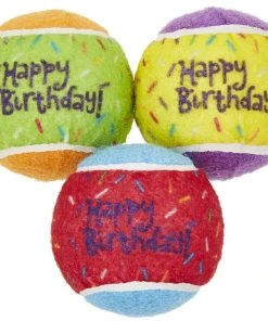 Frisco Fetch Squeaking Birthday Tennis Ball Dog Toy, 3-Pack