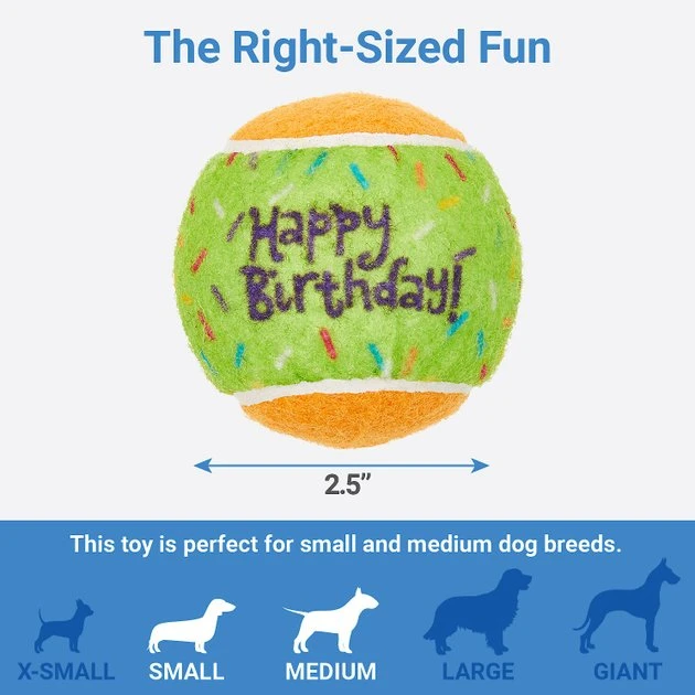 Frisco Fetch Squeaking Birthday Tennis Ball Dog Toy, 3-Pack 4 Frisco Fetch Squeaking Birthday Tennis Ball Dog Toy, 3-Pack - Image 2