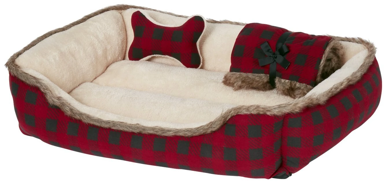 Frisco Buffalo Check Cuddler Pet Bed & Gift Set 4 Frisco Buffalo Check Cuddler Pet Bed & Gift Set - Image 2