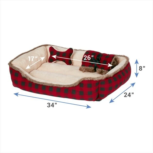 Frisco Buffalo Check Cuddler Pet Bed & Gift Set 5 Frisco Buffalo Check Cuddler Pet Bed & Gift Set - Image 3