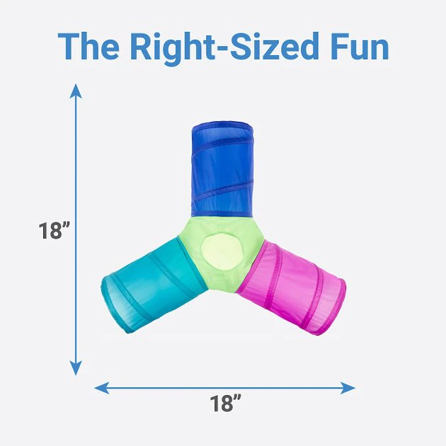 Frisco Peek-a-Boo Cat Chute Cat Toy, Colorful Tri-Tunnel 4 Frisco Peek-a-Boo Cat Chute Cat Toy, Colorful Tri-Tunnel - Image 2