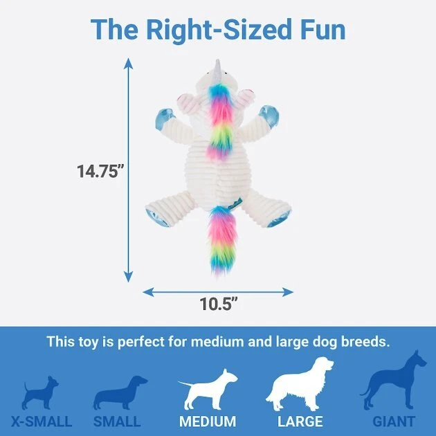 Frisco Corduroy Plush Squeaking Unicorn Dog Toy 4 Frisco Corduroy Plush Squeaking Unicorn Dog Toy - Image 2