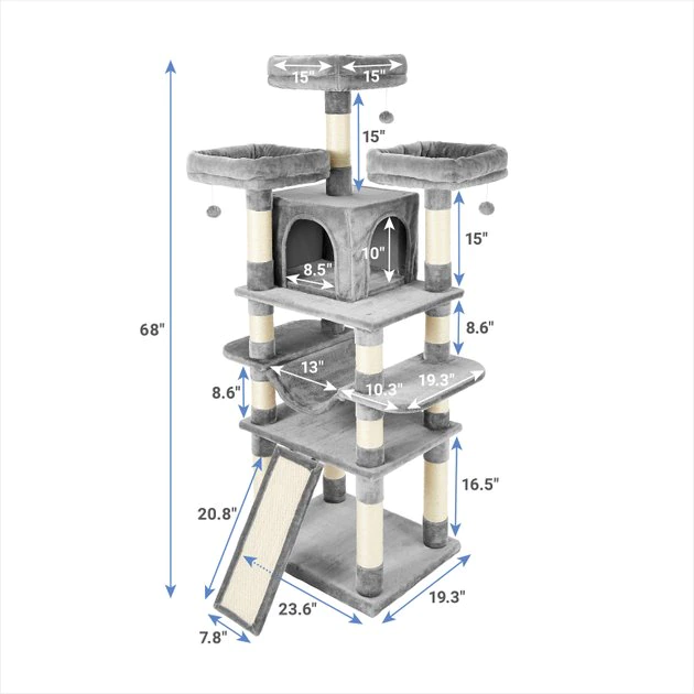 Frisco 68-in Faux Fur Cat Tree & Condo, Gray Frisco 68-in Faux Fur Cat Tree & Condo -Frisco Sales 2024 180383 PT1. SY630 V1584452151