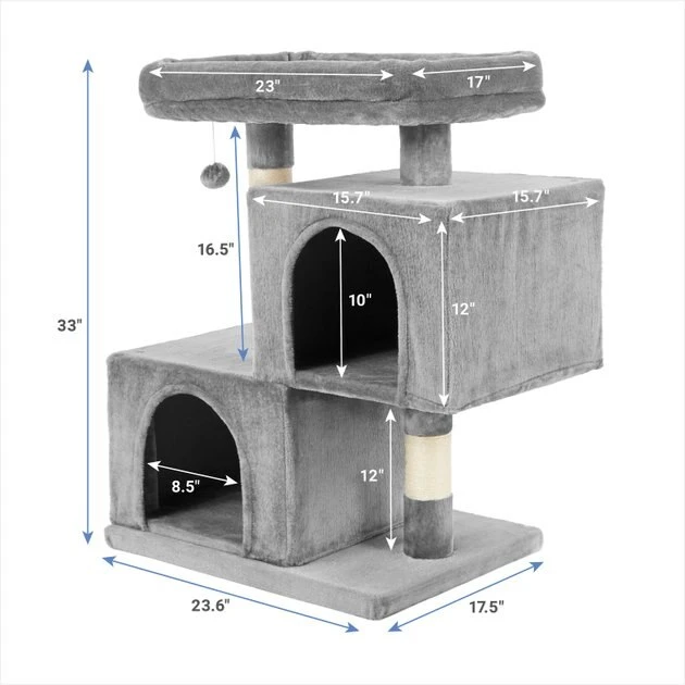 Frisco 33-in Faux Fur Cat Tree & Condo, Gray Frisco 33-in Faux Fur Cat Tree & Condo -Frisco Sales 2024 180389 PT1. SY630 V1584451938
