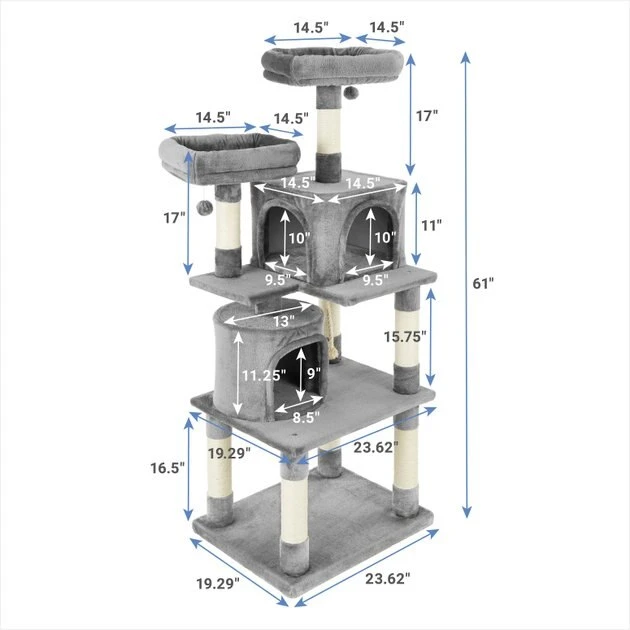 Frisco 61-in Faux Fur Cat Tree & Condo 4 Frisco 61-in Faux Fur Cat Tree & Condo - Image 2