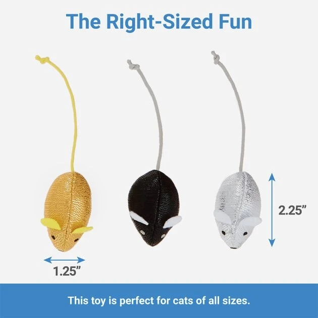 Frisco Sparkle Mice Cat Toy with Catnip, 3-pack 4 Frisco Sparkle Mice Cat Toy with Catnip, 3-pack - Image 2