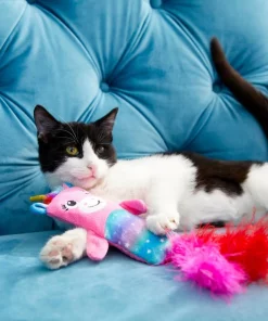 Frisco Mythical Mates Pink Unicorn Crinkle Kicker Cat Toy with Catnip -Frisco Sales 2024 208273 PT2. SY630 V1583271589