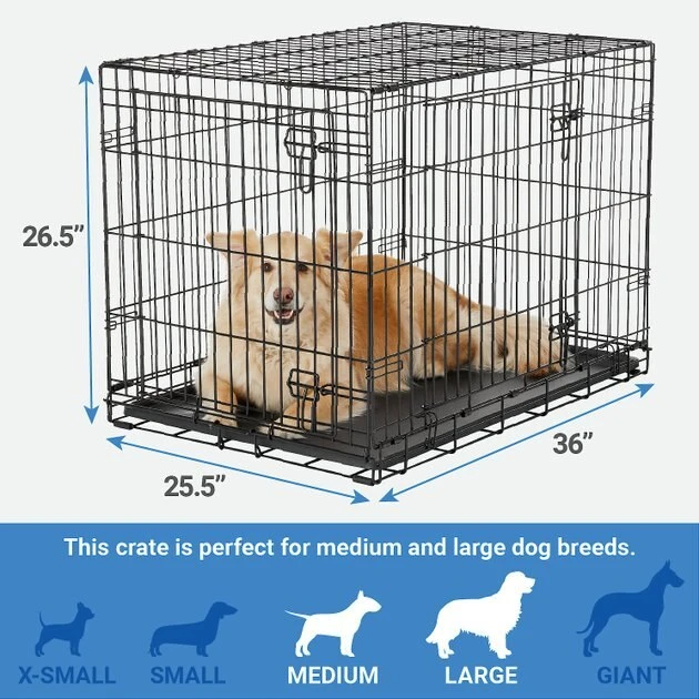 Frisco Heavy Duty Fold & Carry Double Door Collapsible Wire Dog Crate & Mat Kit 4 Frisco Heavy Duty Fold & Carry Double Door Collapsible Wire Dog Crate & Mat Kit - Image 2