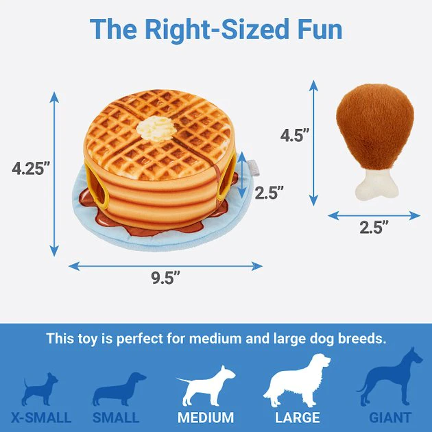 Frisco Hide & Seek Plush Chicken & Waffle Puzzle Dog Toy 4 Frisco Hide & Seek Plush Chicken & Waffle Puzzle Dog Toy - Image 2