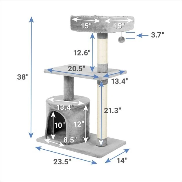 Frisco 38-in Cat Tree with Condo, Top Perch & Toy, Gray Frisco 38-in Cat Tree with Condo, Top Perch & Toy -Frisco Sales 2024 214377 PT1. SY630 V1603966326