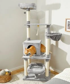 Frisco 66-in Cat Tree with Bed, Condo, Lounge Basket & Top Perch