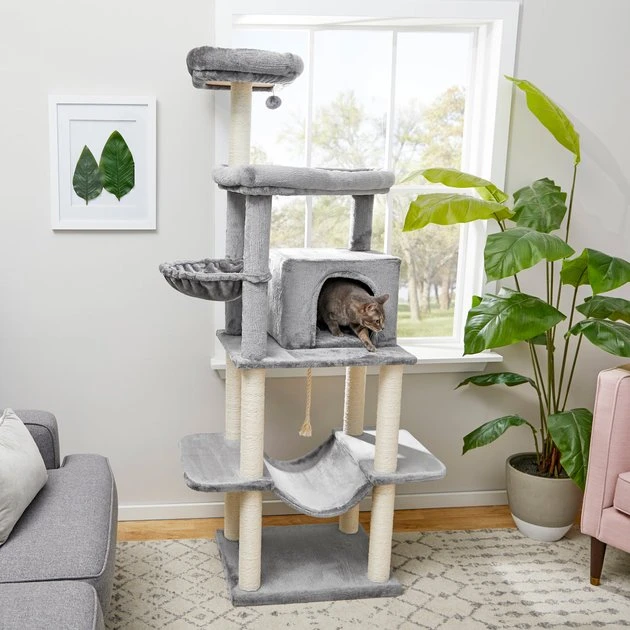 Frisco 73-in Cat Tree with Hammock, Condo, Lounge Basket, Top Perch & Bed 3 Frisco 73-in Cat Tree with Hammock, Condo, Lounge Basket, Top Perch & Bed