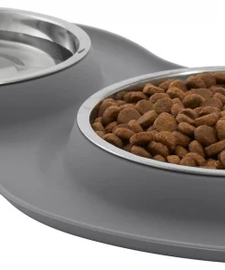 Frisco Double Stainless Steel Dog & Cat Bowl with Silicone Mat, Light Gray, 1.75 Cups -Frisco Sales 2024 215986 PT2. SY630 V1591020064
