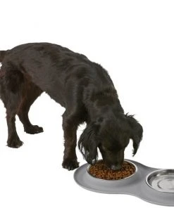 Frisco Double Stainless Steel Dog & Cat Bowl with Silicone Mat, Light Gray, 1.75 Cups -Frisco Sales 2024 215986 PT5. SY630 V1605652436