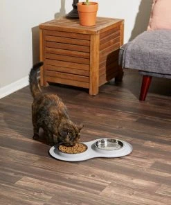 Frisco Double Stainless Steel Dog & Cat Bowl with Silicone Mat, Light Gray, 1.75 Cups -Frisco Sales 2024 215986 PT6. SY630 V1605657710