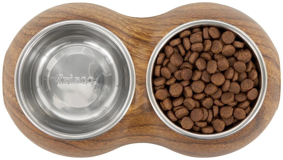 Frisco Double Stainless Steel Bowl, Wood Design, 0.75 Cup 7 Frisco Double Stainless Steel Bowl, Wood Design, 0.75 Cup - Image 5