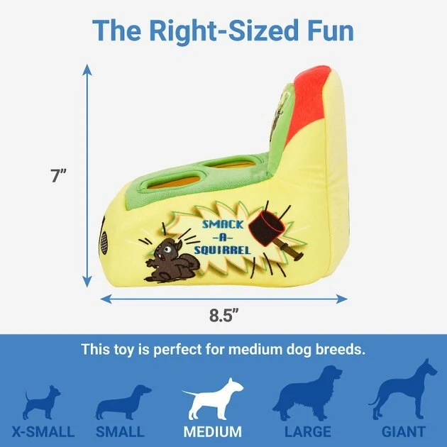 Frisco Retro Smack-a-Squirrel Hide & Seek Plush Puzzle Squeaky Dog Toy 4 Frisco Retro Smack-a-Squirrel Hide & Seek Plush Puzzle Squeaky Dog Toy - Image 2