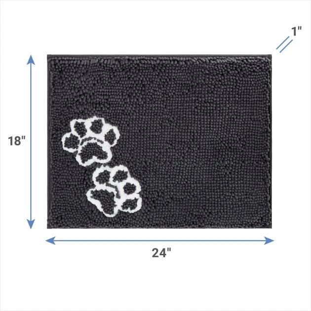 Frisco Microfiber Chenille Paw Print Dog & Cat Mat, Dark Gray 4 Frisco Microfiber Chenille Paw Print Dog & Cat Mat, Dark Gray - Image 2