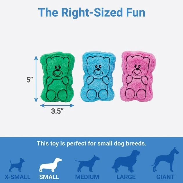 Frisco Zoomies & Chill Gummy Bear Plush Squeaky Dog Toy, 3 count 4 Frisco Zoomies & Chill Gummy Bear Plush Squeaky Dog Toy, 3 count - Image 2