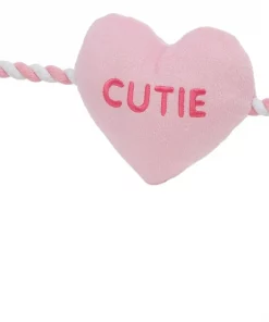 Frisco Candy Hearts Plush with Rope Squeaky Dog Toy