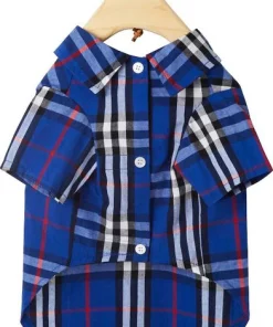 Frisco Plaid Dog & Cat Button Up Shirt, Navy Plaid