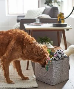 Frisco Square Collapsible Pet Toy Storage Bin, Gray Basket Weave -Frisco Sales 2024 250568 PT3. SY630 V1615572162