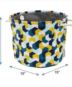 Frisco Round Collapsible Pet Toy Storage Bin, Yellow Geometric -Frisco Sales 2024 250587 PT2. SY630 V1613774811