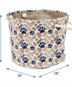 Frisco Round Collapsible Pet Toy Storage Bin, Tan Novelty Paws -Frisco Sales 2024 250589 PT2. SY630 V1613772684
