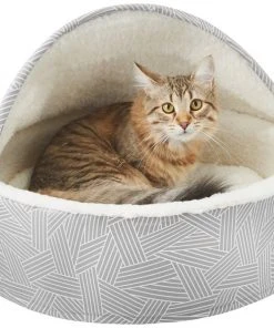 Frisco Hooded Zipper Cat & Dog Covered Bed, Gray Basket Weave -Frisco Sales 2024 251236 PT3. SY630 V1615569386