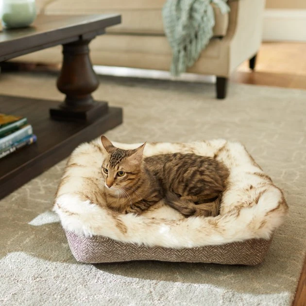 Frisco Fur Cuffed Rectangle Cuddler Cat & Dog Bolster Bed 3 Frisco Fur Cuffed Rectangle Cuddler Cat & Dog Bolster Bed