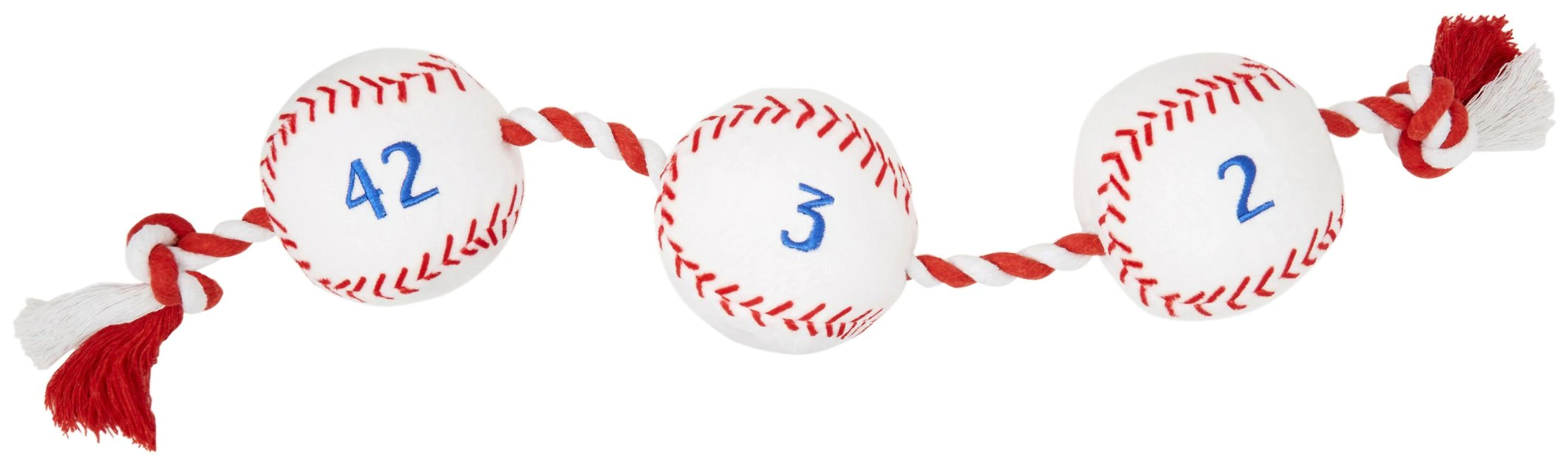 Frisco Baseball Plush with Rope Dog Toy 3 Frisco Baseball Plush with Rope Dog Toy