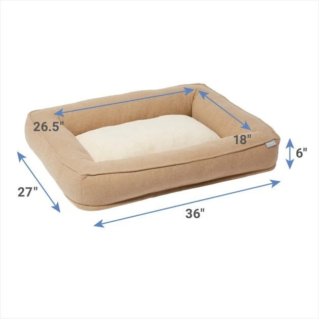 Frisco Faux Felt Orthopedic Rectangular Bolster Dog Bed w/Removable Cover 4 Frisco Faux Felt Orthopedic Rectangular Bolster Dog Bed w/Removable Cover - Image 2