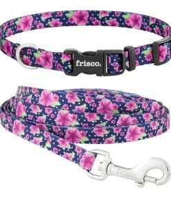 Frisco Midnight Floral Dog Leash & Frisco Midnight Floral Dog Collar