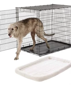 Frisco XX-Large Heavy Duty Single Door Wire Dog Crate, 54 inch & Frisco Quilted Dog Crate Mat, Ivory, 54-in