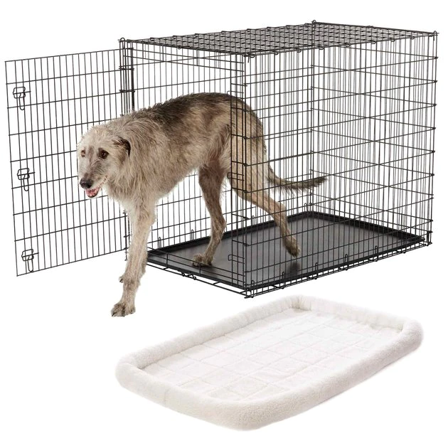 Frisco XX-Large Heavy Duty Single Door Wire Dog Crate, 54 inch & Frisco Quilted Dog Crate Mat, Ivory, 54-in 3 Frisco XX-Large Heavy Duty Single Door Wire Dog Crate, 54 inch & Frisco Quilted Dog Crate Mat, Ivory, 54-in