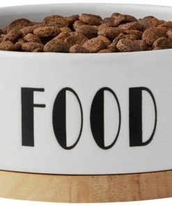 Frisco Ceramic Food Dog & Cat Bowl with Wood Base -Frisco Sales 2024 256042 PT4. SY630 V1615317411