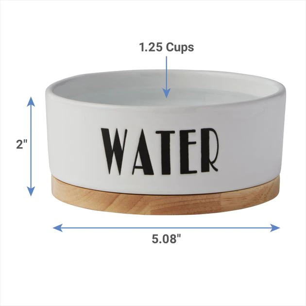 Frisco Ceramic Water Dog & Cat Bowl with Wood Base 4 Frisco Ceramic Water Dog & Cat Bowl with Wood Base - Image 2