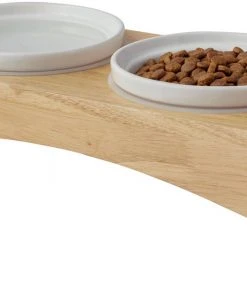 Frisco Ceramic Dog & Cat Double Diner with Elevated Wood Stand, 1.87 Cups -Frisco Sales 2024 256052 PT4. SY630 V1615311799