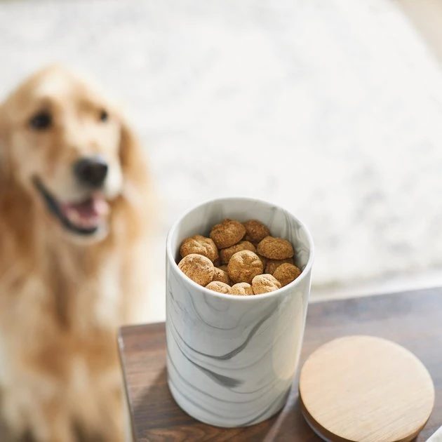 Frisco Ceramic Marble Print Treat Jar with Wood Lid 6 Frisco Ceramic Marble Print Treat Jar with Wood Lid - Image 4