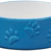 Frisco Paw Prints Non-skid Ceramic Dog & Cat Bowl, Blue