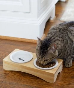 Frisco Double Elevated Cat Bowl with Wood Stand, 0.62 Cup -Frisco Sales 2024 256082 PT2. SY630 V1615312650