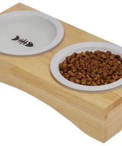 Frisco Double Elevated Cat Bowl with Wood Stand, 0.62 Cup -Frisco Sales 2024 256082 PT3. SY630 V1615312021