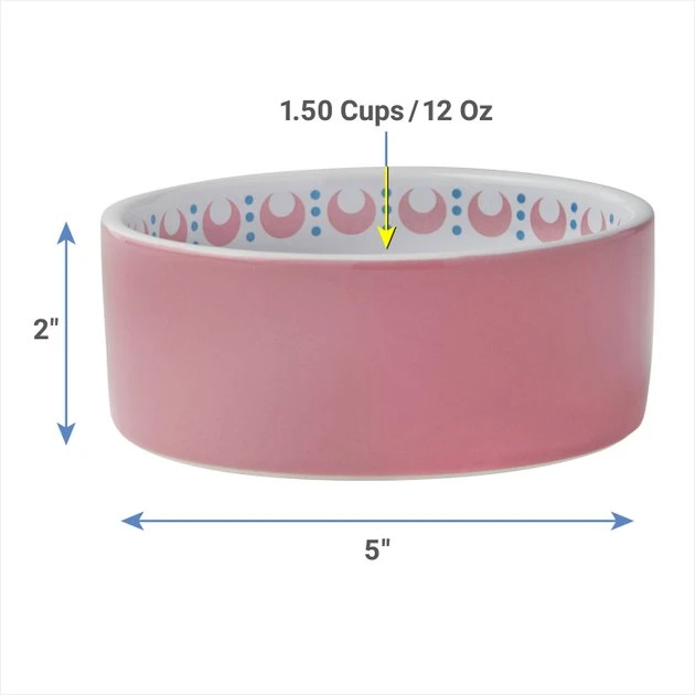 Frisco Kaleidoscope Pattern Non-skid Ceramic Cat Dish, Pink, 1.62 Cup 4 Frisco Kaleidoscope Pattern Non-skid Ceramic Cat Dish, Pink, 1.62 Cup - Image 2