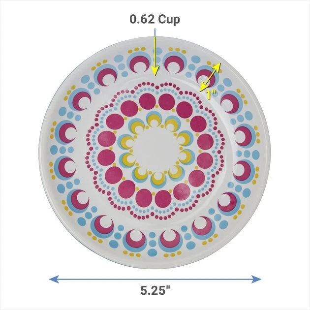 Frisco Kaleidoscope Pattern Non-skid Ceramic Cat Dish, Blue, 0.62 Cup 4 Frisco Kaleidoscope Pattern Non-skid Ceramic Cat Dish, Blue, 0.62 Cup - Image 2