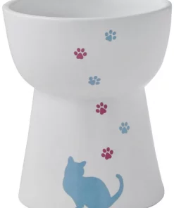 Frisco Cat Print Non-skid Elevated Ceramic Cat Bowl, Tall