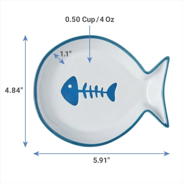 Frisco Fish Shaped Non-skid Ceramic Cat Dish, 0.62 Cups 4 Frisco Fish Shaped Non-skid Ceramic Cat Dish, 0.62 Cups - Image 2
